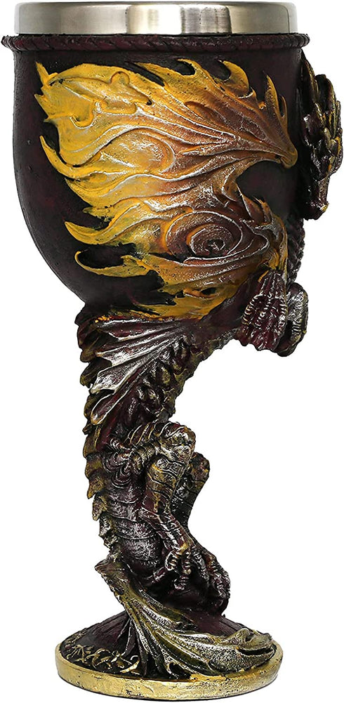 Medieval Flame Dragon Wine Goblet - Fantasy dungeons and dragons Wine Chalice